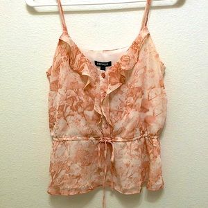 EXPRESS pink floral tie-waist tank